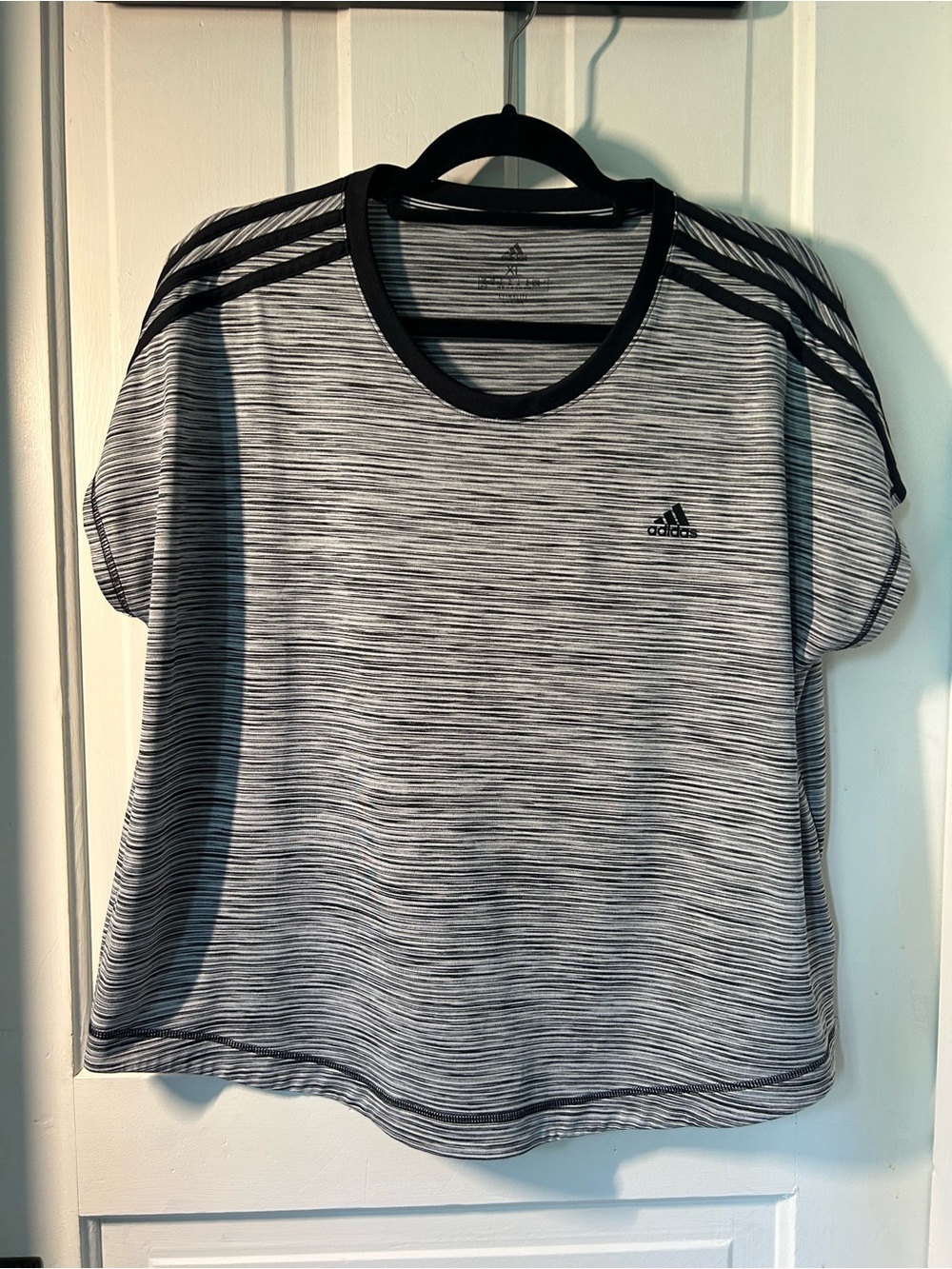 adidas Black & White Striped Performance Tee